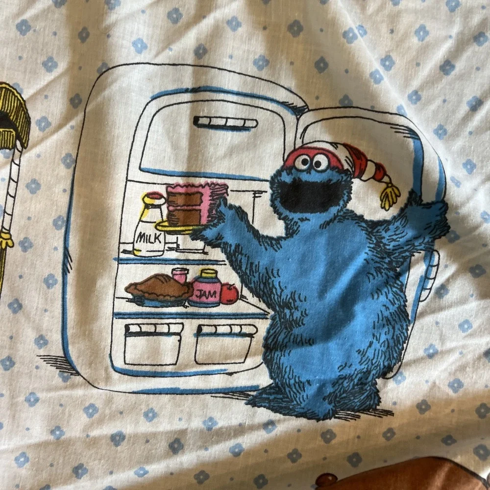 Vintage Sesame Street Muppets Flat Sheet 72x90